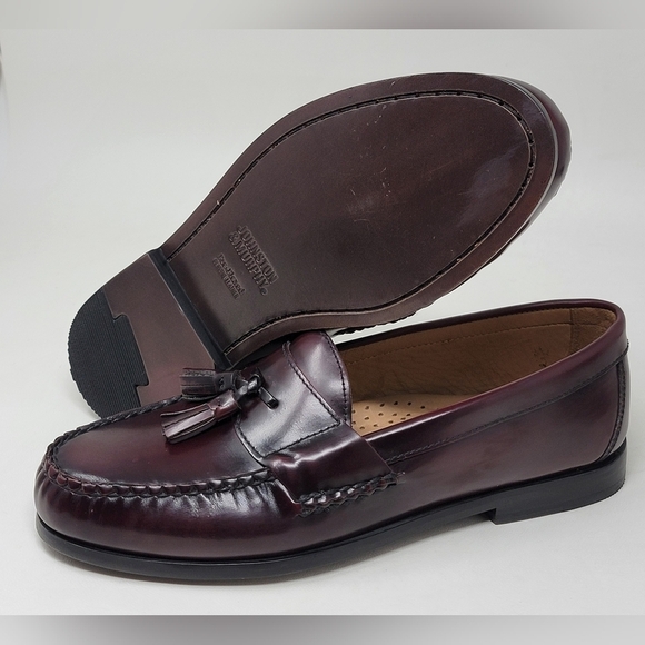 Johnston & Murphy Me's Sz 8.5 Dress Loafer Shoes Brown Moc Toe Leather Pre-owned - Picture 1 of 9